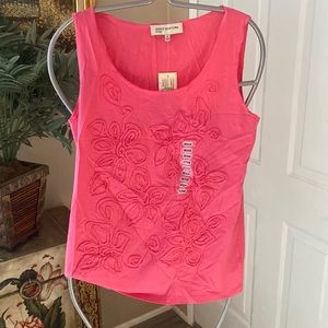 New Jones New York Pretty Sports Flower Pink Shirt Tank Top